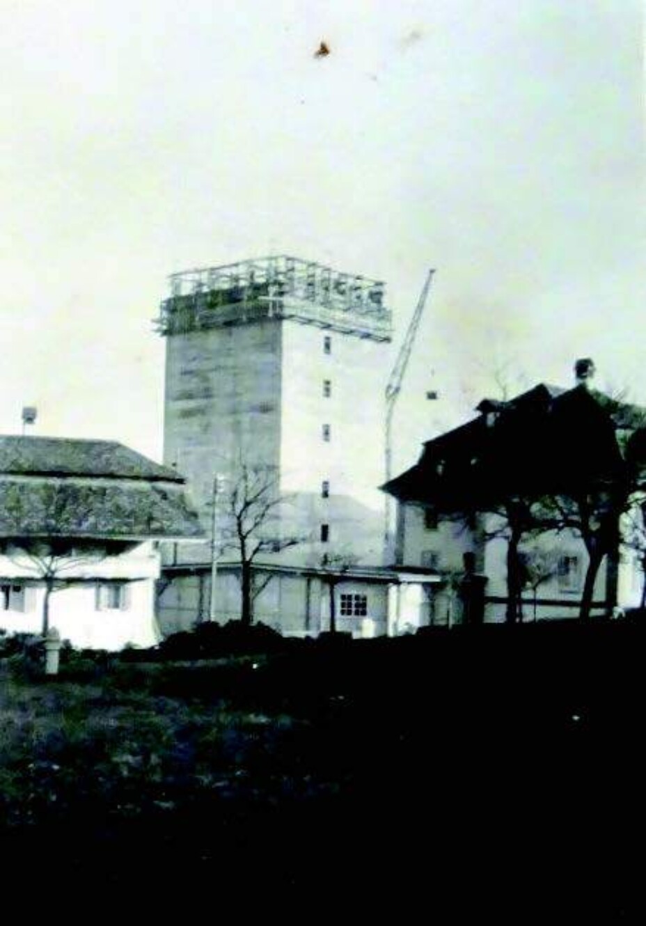 Im Interesse der Landesversorgung: 1930 wurde der 37 Meter hohe Getreidesilo erstellt. Der zweite Turm folgte 1963. (Familienarchiv Reinhard)